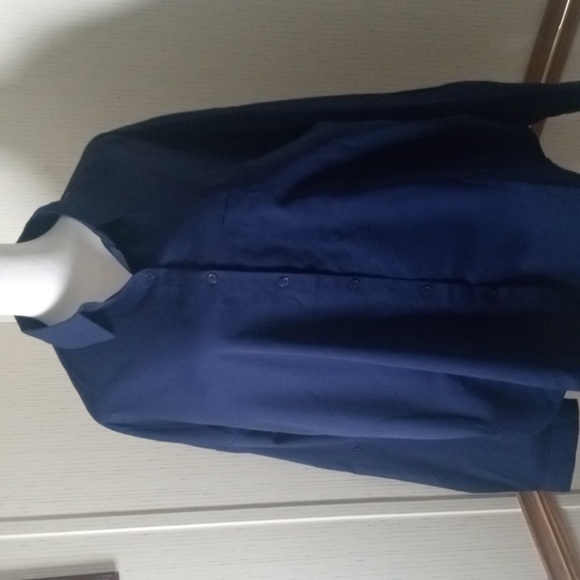 Women's Navy Button-Up Shirt, Office, Academya, Professional, Casual. - Picture 4 of 8